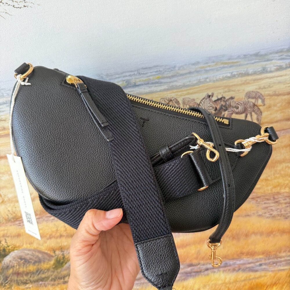 Best Price‼️Tory Burch Thea Belt Bag 165917 Pebbled Leather Black $395 - Picture 8 of 9